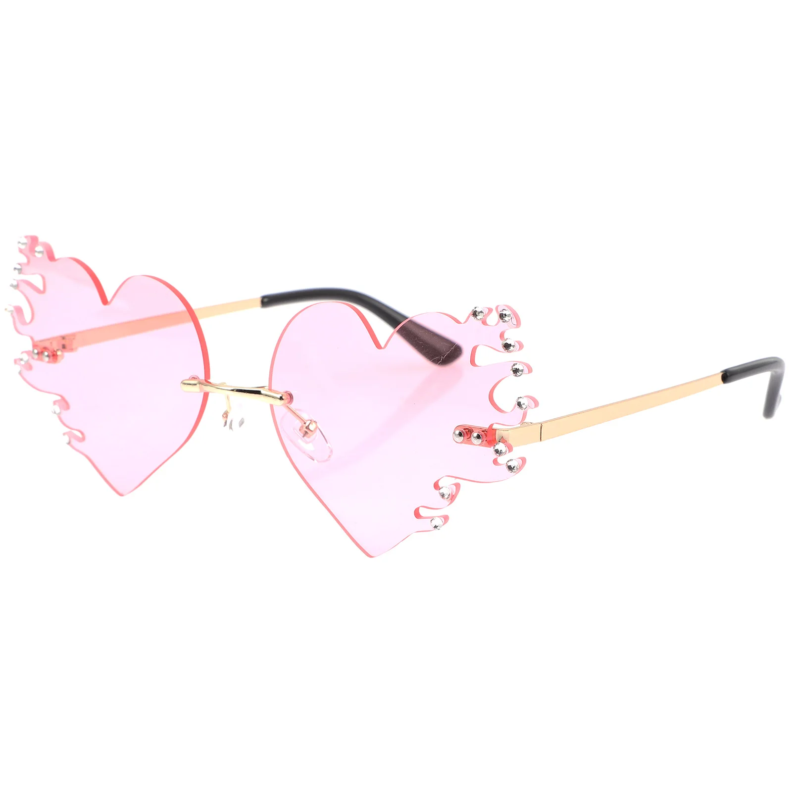 

Trendy Heart Shaped Sunglasses Lightweight Metal Frameless Eyeglasses for Prom Festival Party Supplies Accessories