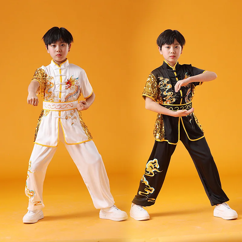 Kids Kung Fu Martial Arts Performance Costume School Students Training Suit Embroidery Competition Stage Wear
