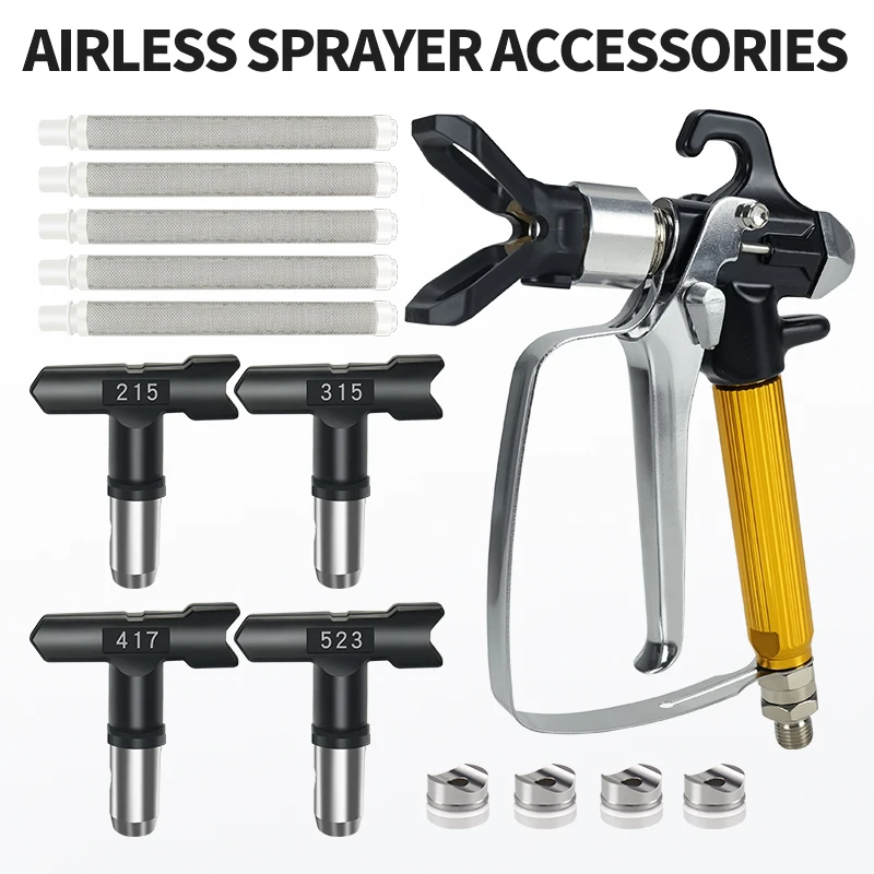 

Комплект распылительных наконечников ZHUITU для безвоздушного распылителя, с фильтрами и поворотным соединением из нержавеющей стали 1/4 дюйма, размер сопла 215 315 417 523