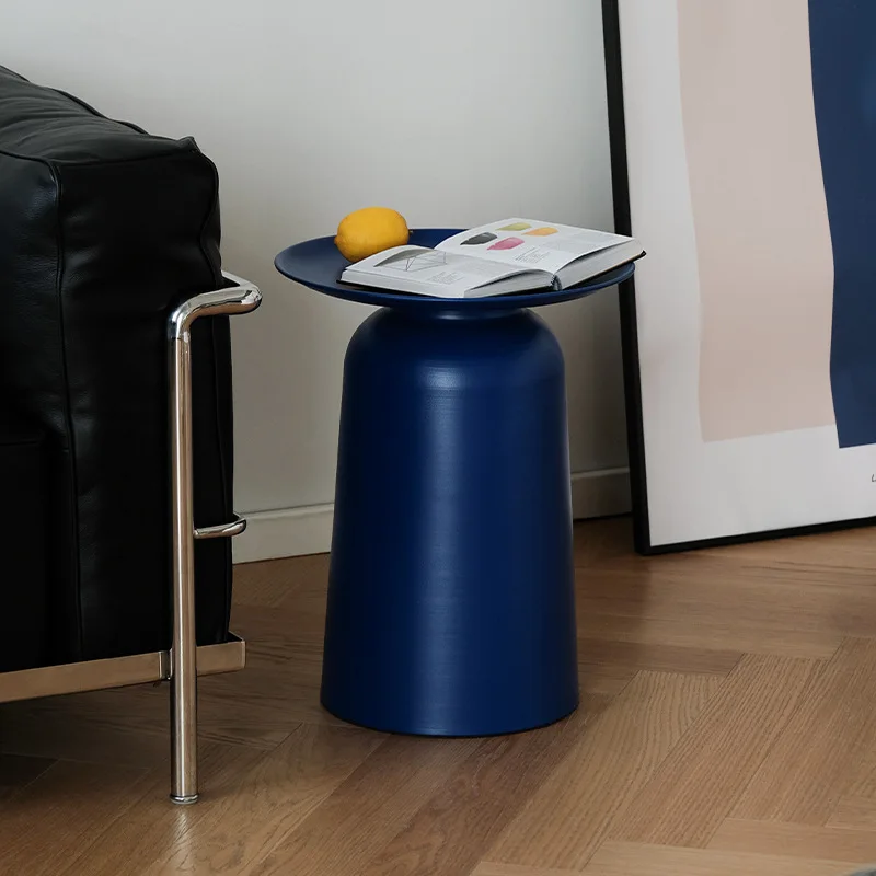 Nordic small apartment wrought iron round coffee table simple modern living room sofa side cabinet