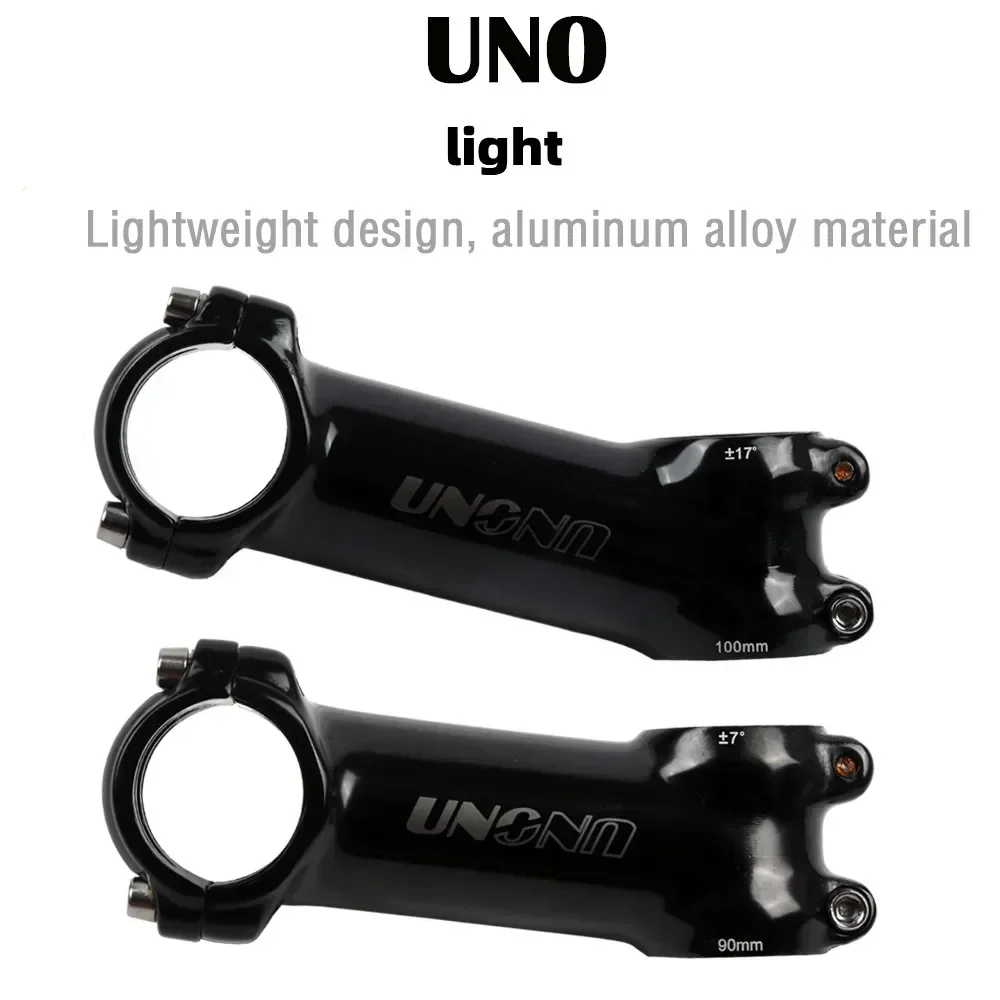 UNO Light Black Stems Bike Ultralight 7 17 Degree MTB Road Stem Fork 28.6 31.8mm 60/70/80/90/100/110/120/130mm Bicycle Riser