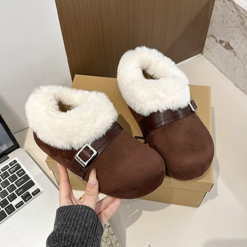 

Women's 2025 new winter fur shoes with plush insulation and a thick sole, anti slip and versatile retro cotton shoes