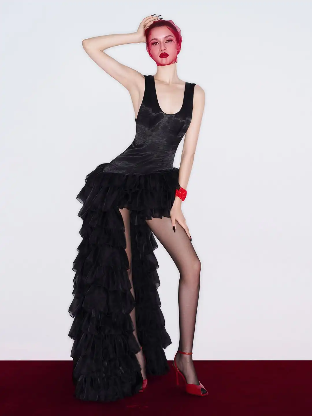 Sexy barco pescoço cintas de espaguete noite clube vestidos de festa assimétrico em camadas babados tule vestido de baile dançarino usar feito sob encomenda