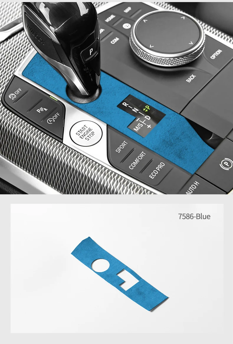 Aus Alcantara Gefertigter Schalthebel-Panelrahmen-Aufkleber für BMW G20 G22 G07 F44 I4 G29 X3 G01 X5 G05 G06, Auto-Innenausstattung Zubehör – Detail 10