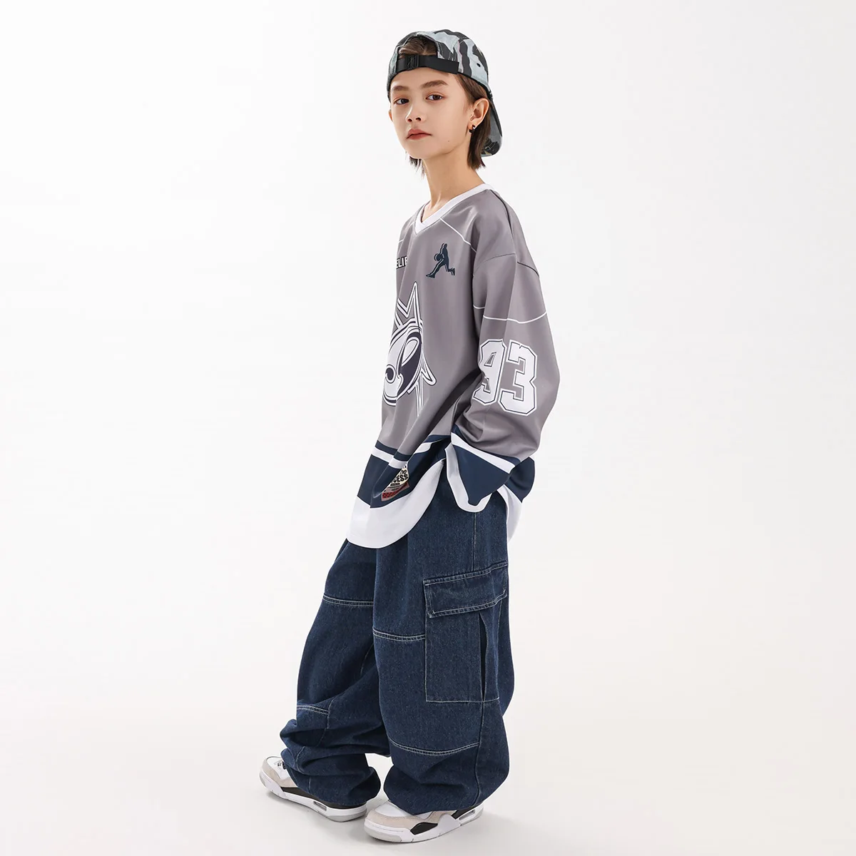 Boys Loose Top Cargo Pants Children Jazz Dance Outfits Hiphop Dance Kids Practice Clothes Street Dance Stage Costumes DN22096