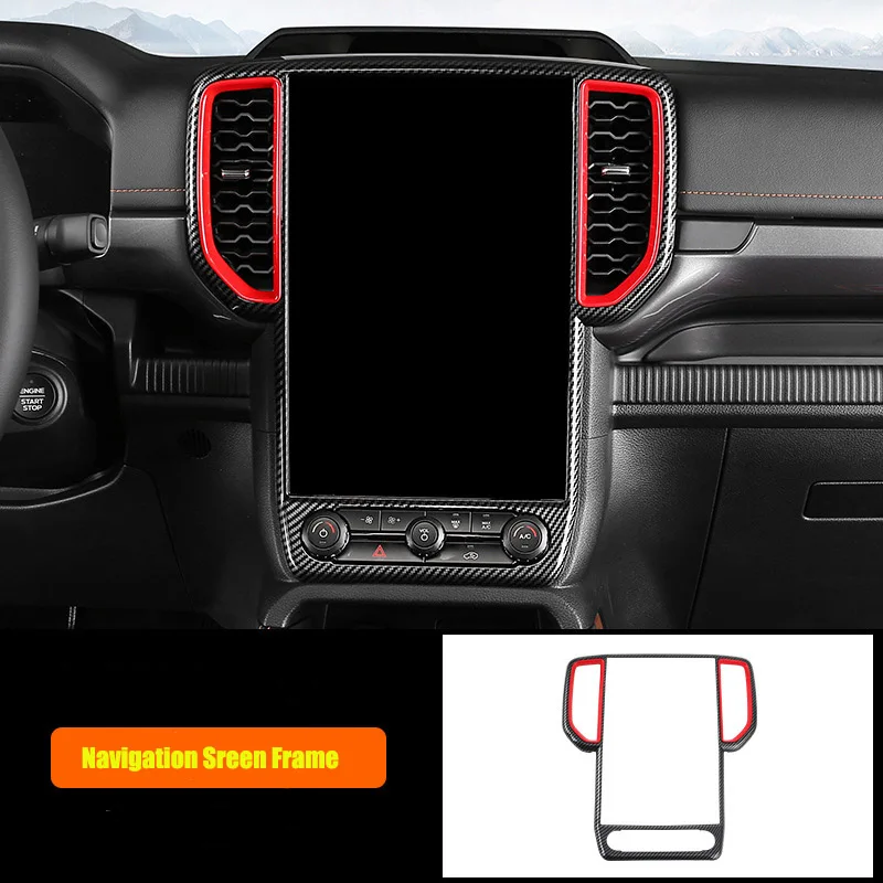 ABS Carbon Fiber Pattern Dashboard Air Vent Outlet Cover Frame Trim For Ford Ranger T9 2023+