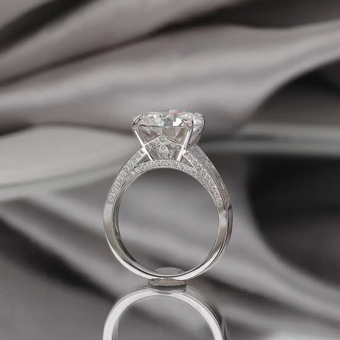 5CT Moissanite Ring Wedding Band, 925 Sterling Silver High-End Simulated Diamond Jewelry