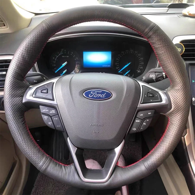 DIY Custom Microfiber Leather Car Steering Wheel Cover for Ford Fusion Mondeo 2013 2014 EDGE 2015 2016 Steering Wheel Wrap