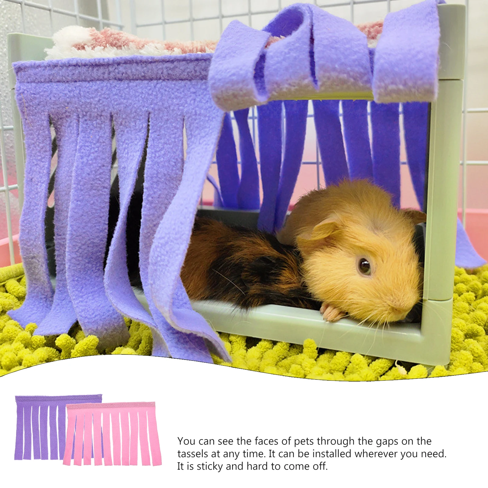 

4Pcs Hanging Hamster Hideout Door Curtain with Tassel Design for Small Animal Cage Cozy Sleeping Spot Cage Decor Supply