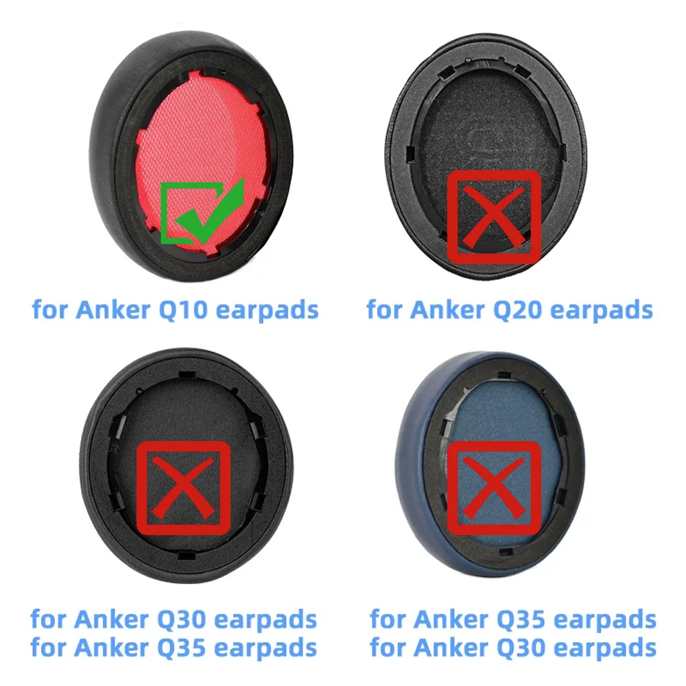 Almofadas para fones de ouvido, para anker soundcore life q10, sem fio, bluetooth, couro proteico, espuma de memória, substituição de almofadas