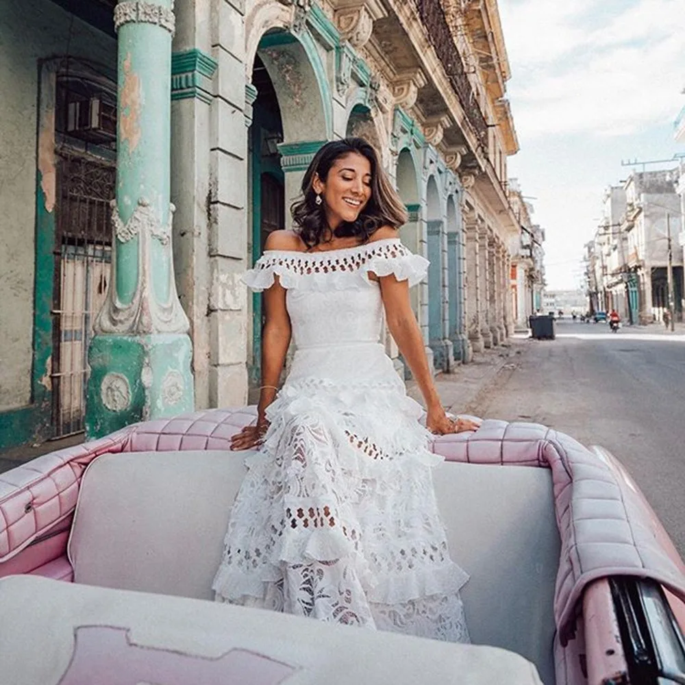 Elegant One-Shoulder Solid Ruffle Long Evening Dress Fashion Sleeveless Swing Classic Hollow Party Sexy Prom Cocktail Dress