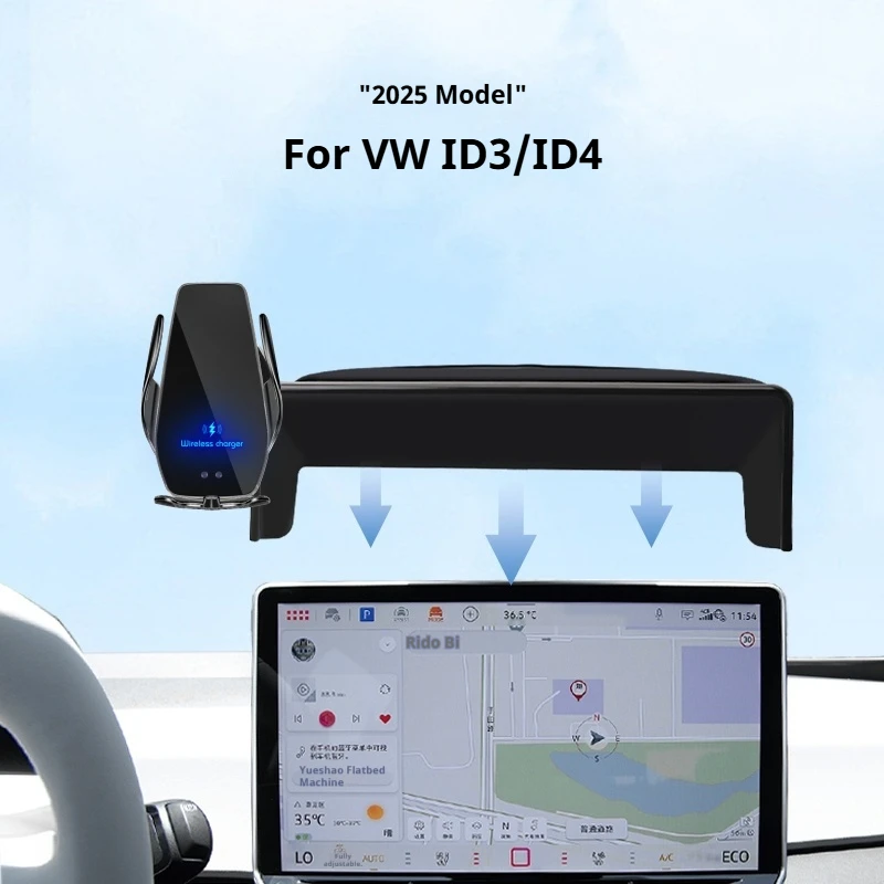 

2025 For VW ID3 ID4 Car Screen Phone Holder Wireless Charger Navigation Modification Interior 12.9 Inch Size
