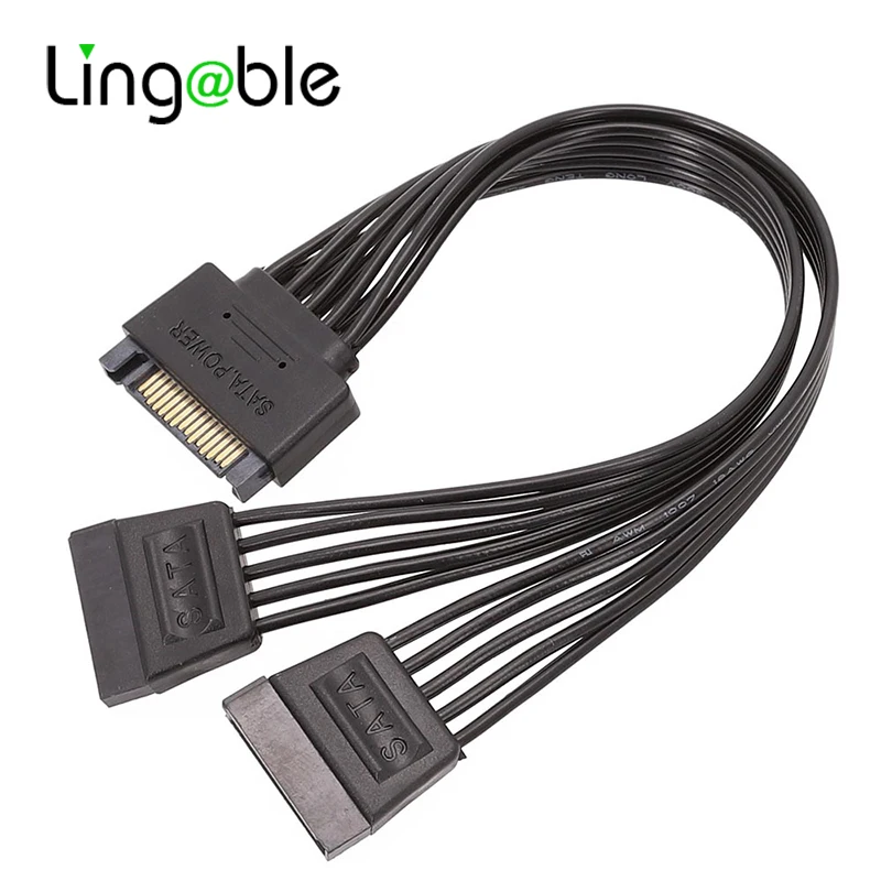 

Lingable SATA 15Pin1 к 2 двойной SATA 15Pin жесткий диск питания разделитель кабель Шнур для DIY ПК Sever 18AWG 15-контактный M к F Power