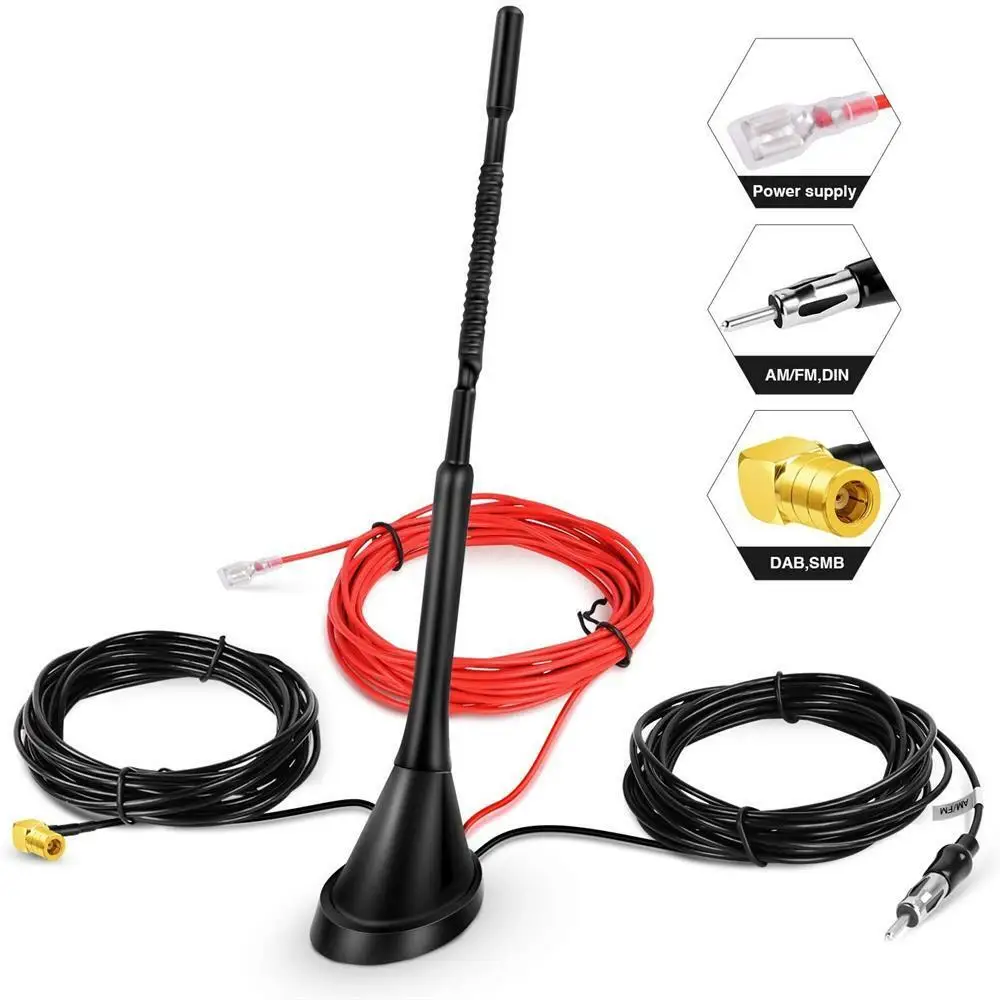 

Car Universal Roof Mount Active Amplified DAB And FM Radio Aerial Antenna Mast Auto Exterior Aerials Parts