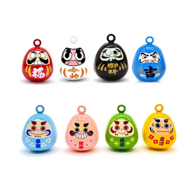 Daruma النحاس جلجل بيل السحر ، حظا سعيدا ، أفضل أتمنى قلادة ، قلادة هدية ، صالح ، اكسسوارات المجوهرات ، النتائج الحرفية