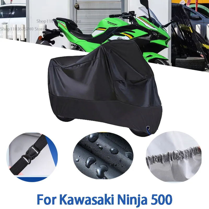 

Полные чехлы для мотоцикла Kawasaki Ninja 500, автомобильные чехлы на открытом воздухе, защита от солнца, пыли, без ушей, утолщенные оксфордские чехлы, аксессуары
