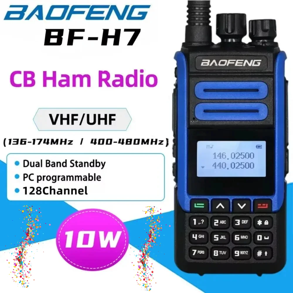 

Baofeng BF-H7 Walkie Talkie 2-Way Radio Long Range 10KM 128 Channels FM NOAA Dual Band Handheld Two Way Radios with Earpiece"