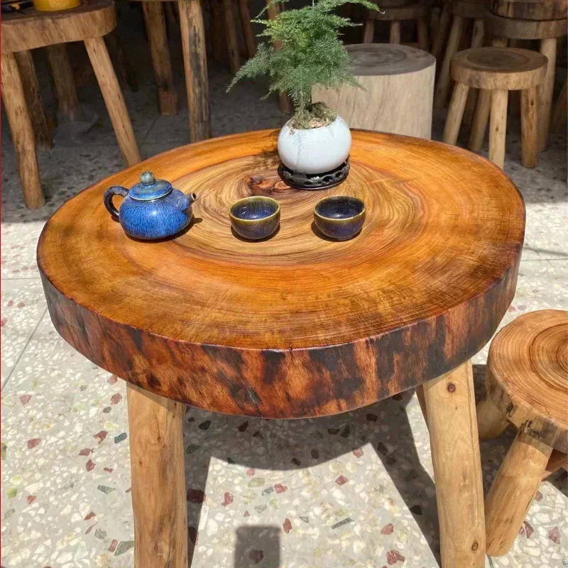 Solid wood coffee table corner few small apartment log special-shaped camphor wood tea table B & B low table wabi safeng balcony