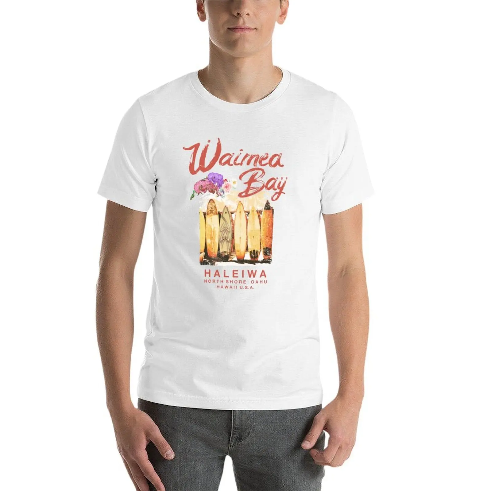 ハワイワイメア湾サーフィンヴィンテージハワイアン Tシャツマン tシャツ tシャツデザイナー Tシャツ