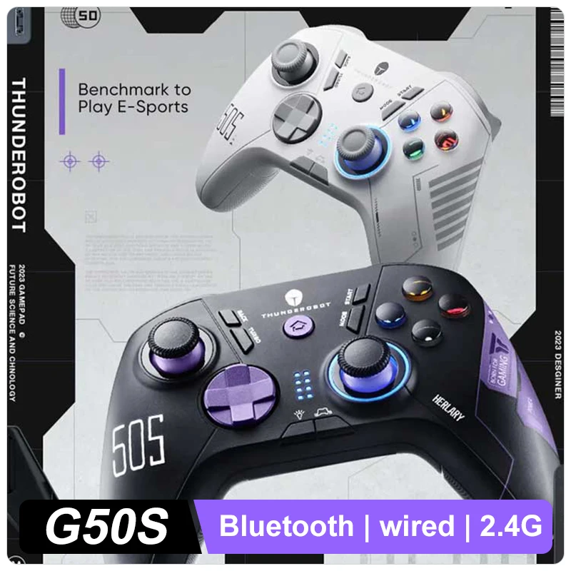 New THUNDEROBOT G50S Wireless Gamepad 1000Hz Return Rate Three Mode Gaming Controller with Hall Trigger for PC/Nintendo Switch