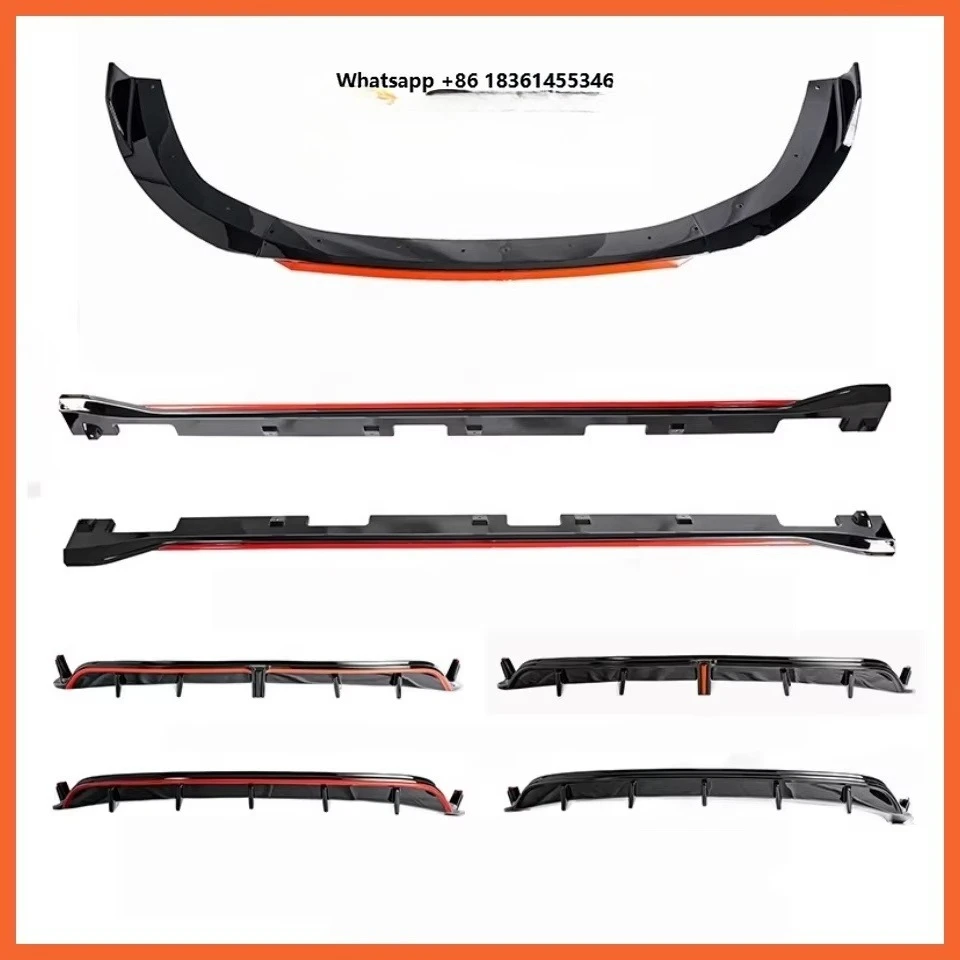 

Car Accessories Front Shovel Side Skirts Rear Lip with Lamp for 001 2021-2025 Modified Black Red Body Kit