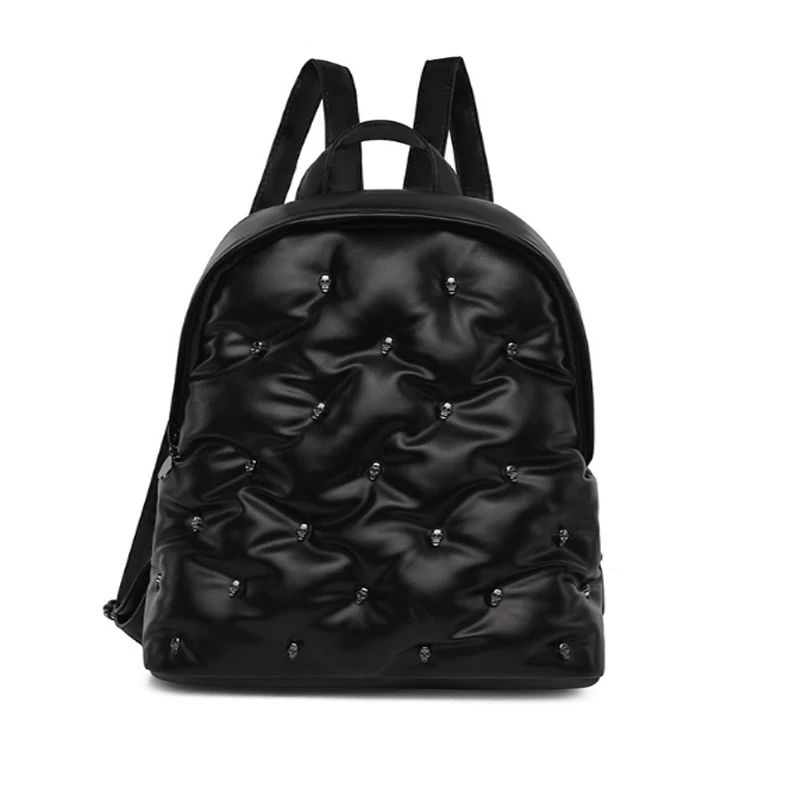 Down Backpack Skull Bag PU Fashion All-match Women Bag New Autumn Winter High Quality Casual School Bag Space Cotton Backpacks