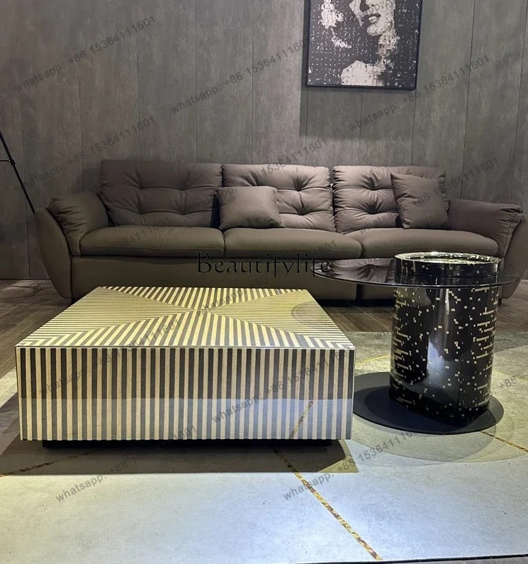 طاولة القهوة الإيطالية الحد الأدنى الجديدة الخفيفة طاولة الشاي الفاخرة غرفة المعيشة طاولة المنزل مكتب #1