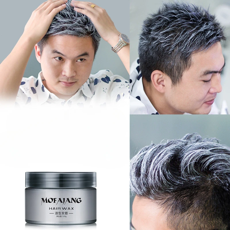 Color Hair Wax Styling Pomade Silver Grandma Grey Disposable Natural Hair Strong Gel Cream Hair Dye for Women Men 120g