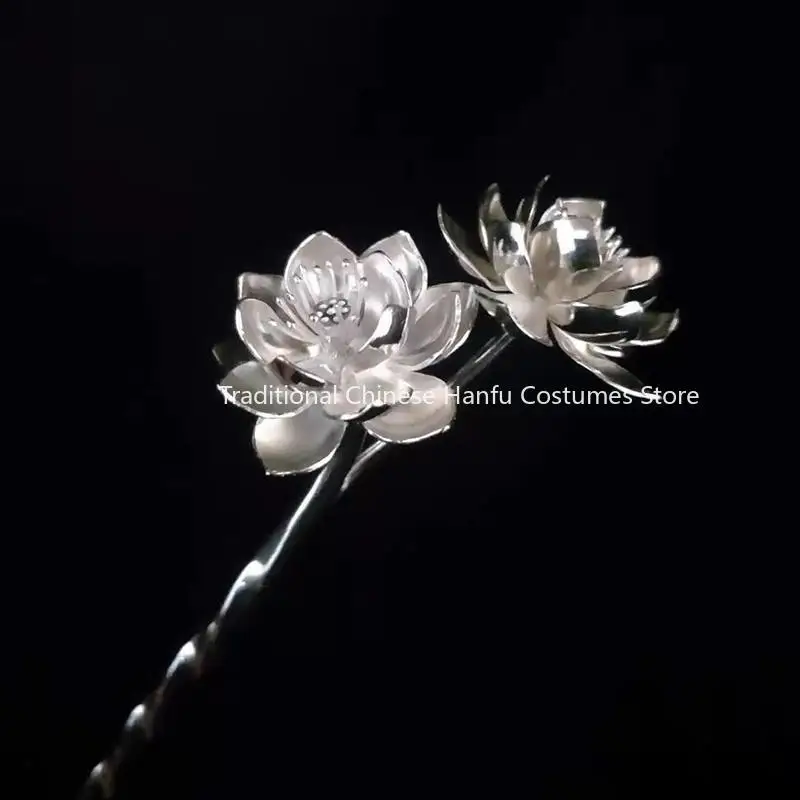 Palace Silver-plated Handmade Hairpin Lotus Complex Classical Hairpin Chinese Style Hair Accessories Classic Delicate Women