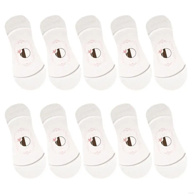 

Y88A 5 Pairs Women's Lightweight No Show Ankle Socks with Silicone Pad for Flats
