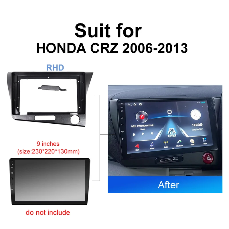 For HONDA CRZ 2006 2013  Android Car Radio Installation Fascia Frame Multimedia Player Panel Dash Mount Kit