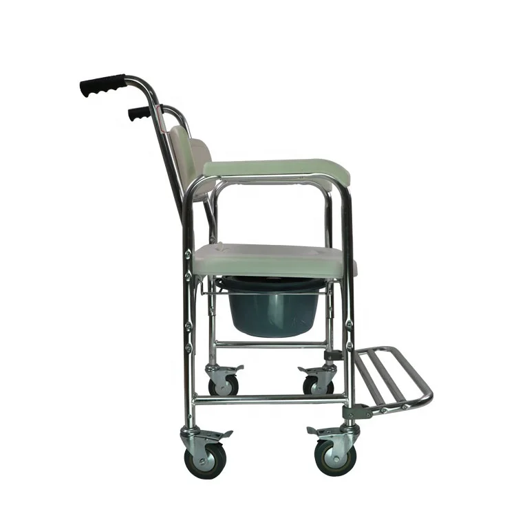 Chinese Manufacturer  Aluminum Folding  Commode Toilet Chair For Elderly With wheels and footstep SC7005B