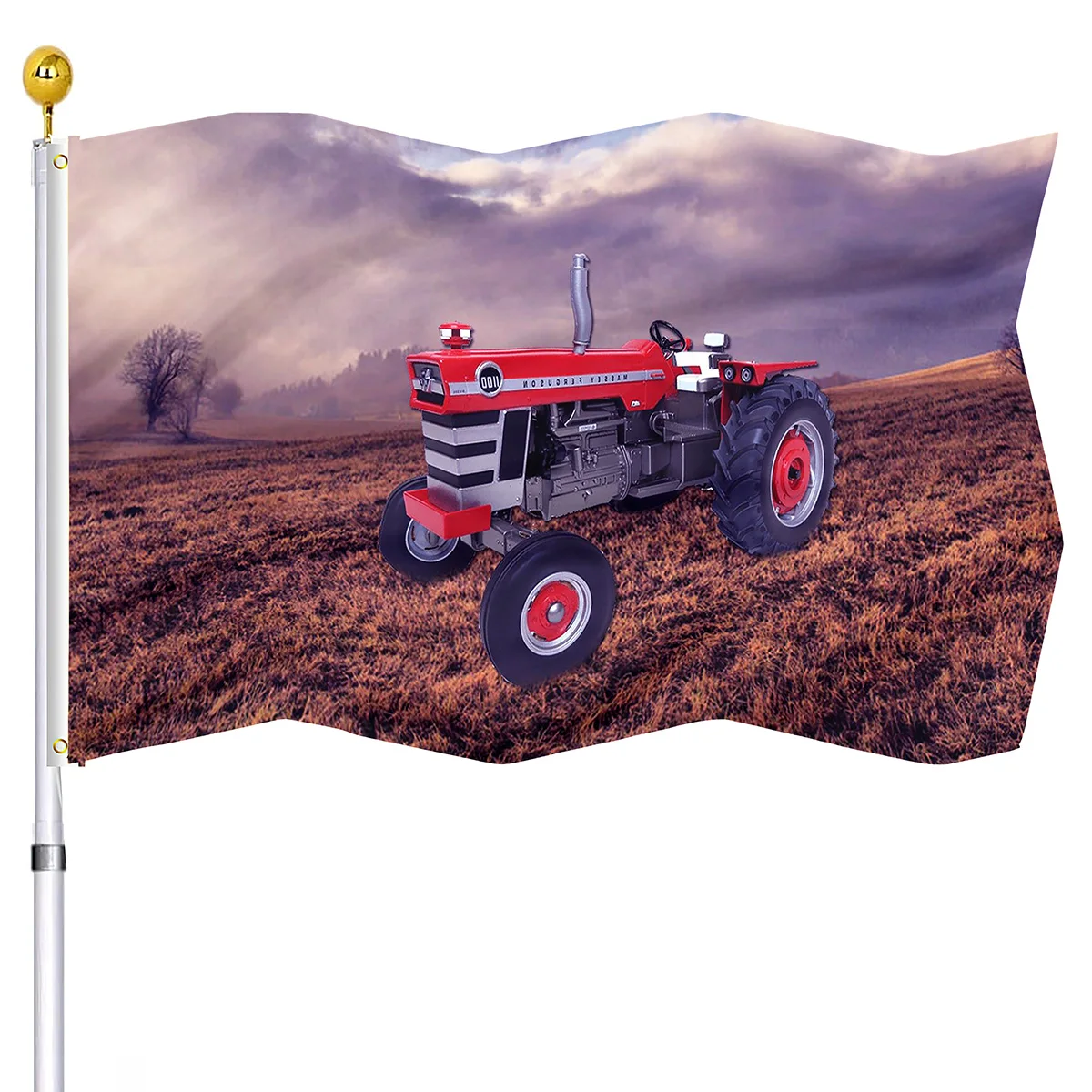 Vintage Farm Family Country Barn Tractor Flag Polyester Yard Garden Flag Banners for House Indoor Outdoor Decor for Women Men