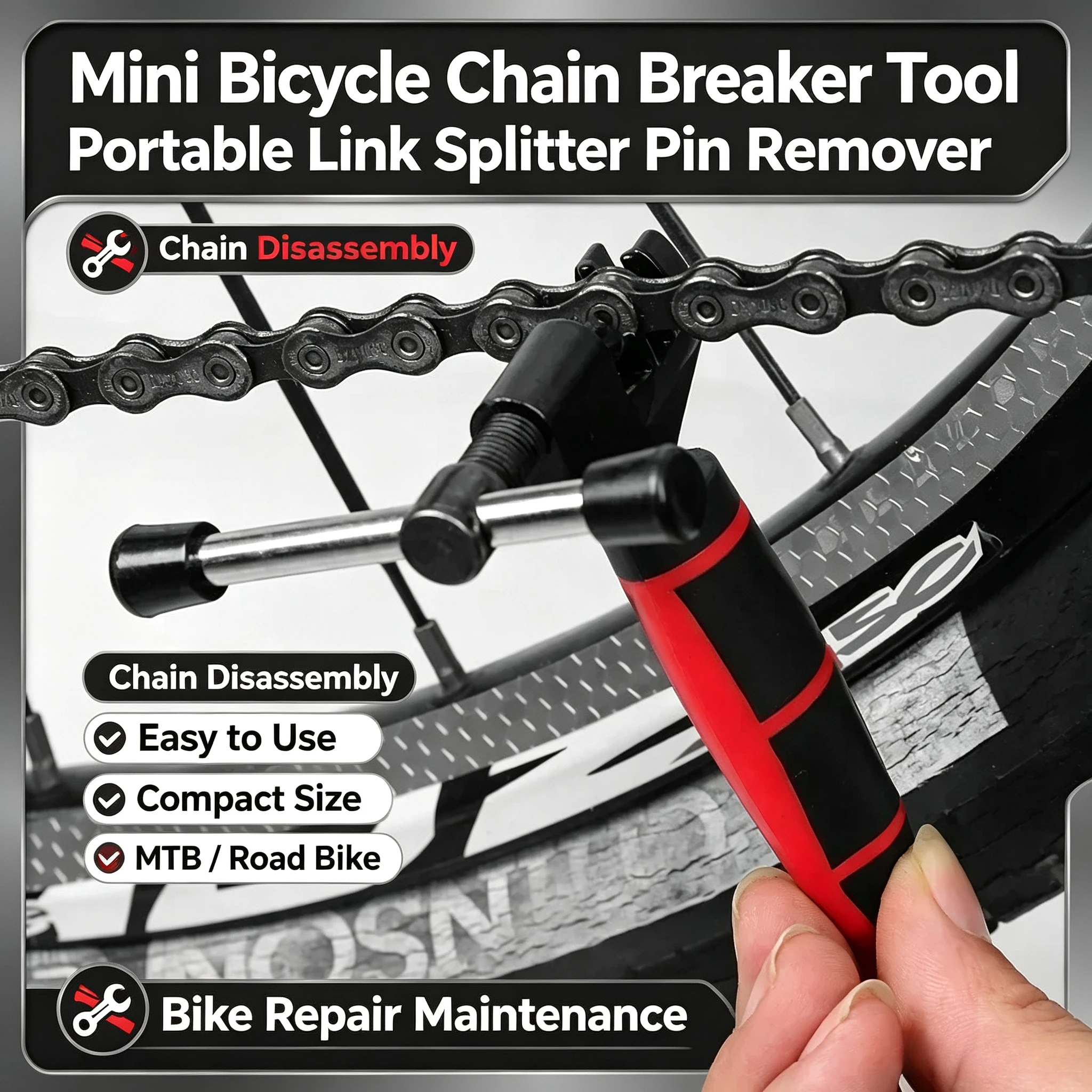 Mini Bicycle Chain Breaker Tool MTB Cycle Link Splitter Pin Remover Extractor Cutter Portable Bike Chain Disassembly Repair Main