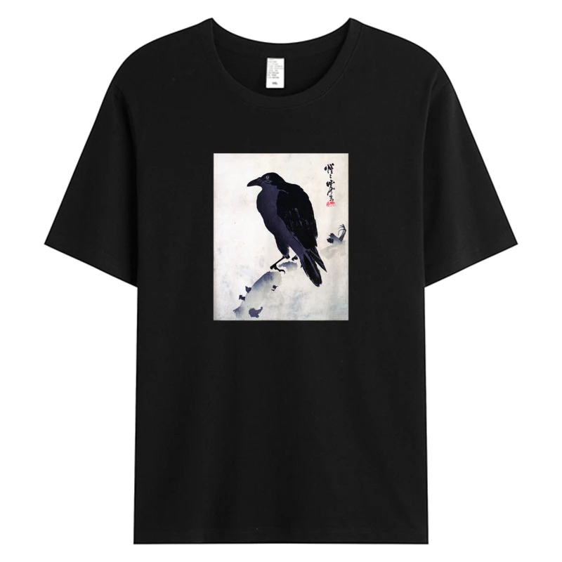 

Japanese Art Tops Tees Kyosai Crow Raven Men's Cotton Fabric Novelty Designer Pattern Hot Tshirts Print T-shirts Printing