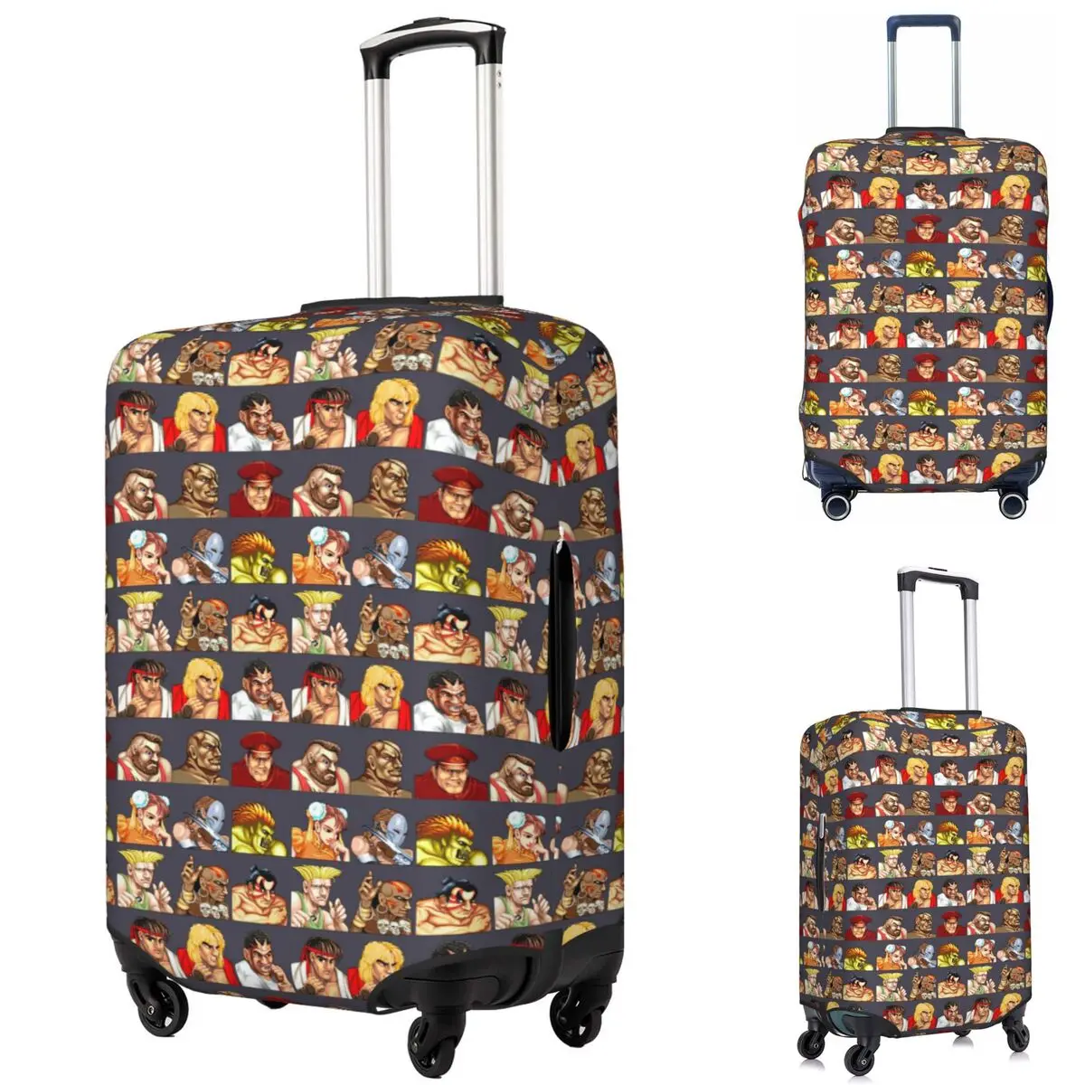 

Defeated Portraits Super Street Fighter Suitcase Cover Protection Elastic Travel Luggage Protector Covers for 18-32 Inch