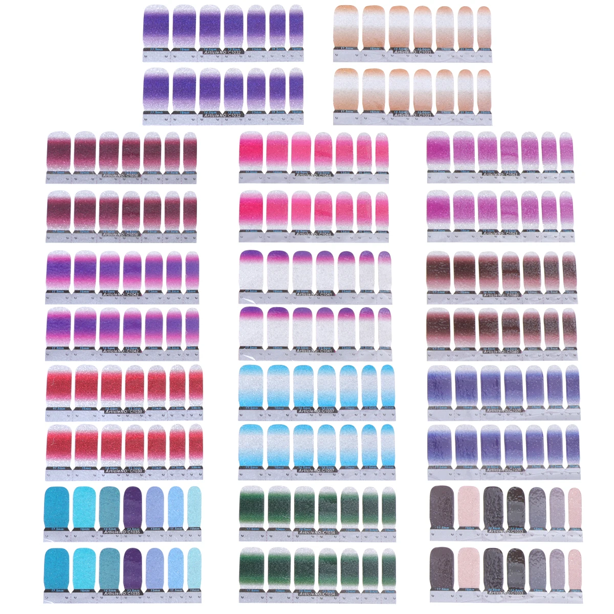 

14 PCS Nail Art Stickers Decal for Ladies Decals Glitter Powder Women Gradient Color