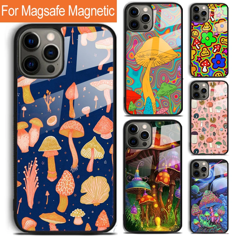 

Чехол для телефона Weird Trippy Mushroom Psychedelic Art для iPhone 17, Air 16, 15, 14, 12, Pro Max Plus Magsafe, магнитный беспроводной чехол