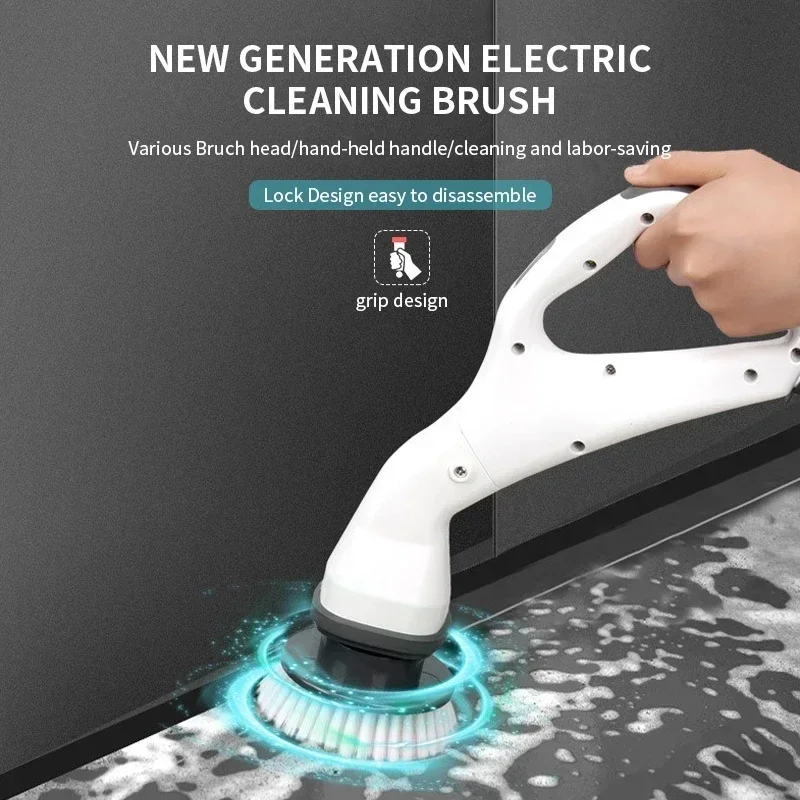 New Xiaomi Home Electric Cleaning Brush Rechargeable Scrubber with Detachable Heads Brush Bathroom Kitchen Toilet Clean Tools