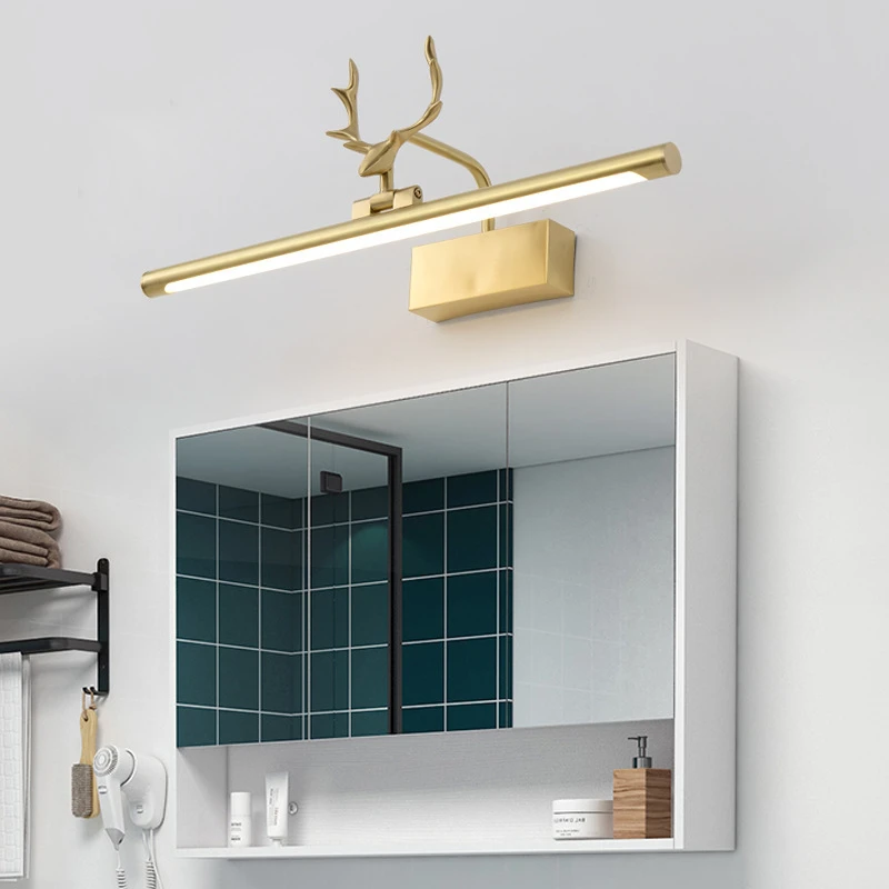 

Modern Creative Wall-Mounted All-Copper Lamp Luxury Antler Mirror Light for Bathrooms and Cabinets - LED Mirror Cabinet Lights