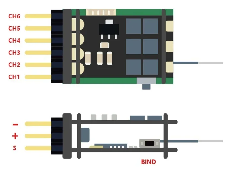 FR7012 2,4G 6CH Mini receptor 2-3S incorporado 15A sin escobillas ESC 2A/5V BEC para Futaba FRSKY F3P RC avión Drone