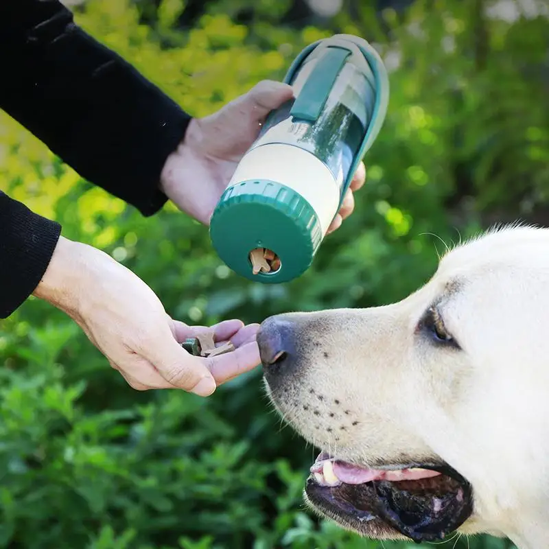 2 In 1 Multifunction Pet Dog Water Bottle Silicone Foldable Portable Puppy Food Bowl Drinking Dispenser Travel Labrador Supplies