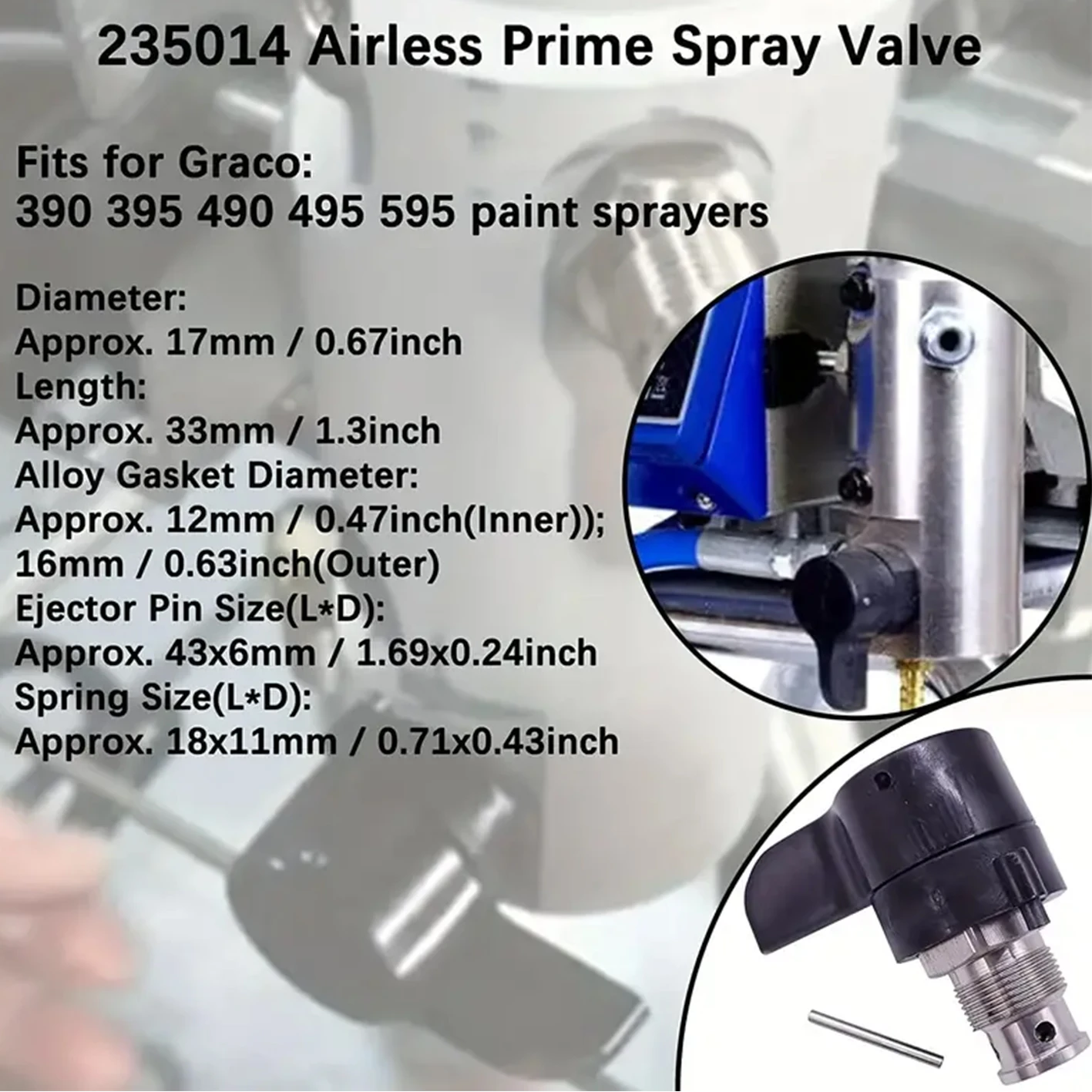 Powswopx 235014 Airless Spray Gun Drain Valve Replacement Part for Graco 390 395 490 495 595 Aftermarket Airless Paint Sprayers view 5