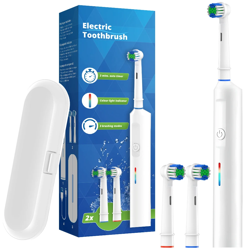 

Интеллектуальная вращающаяся электрическая зубная щетка с 3 режимами, дорожным чехлом и умным таймером, совместимая со сменными насадками Oral B