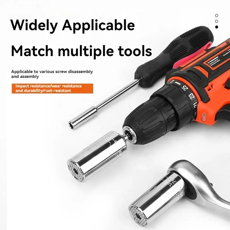 7-19mm Head Set Socket Sleeve Hand Tool Universal Torque Wrench Power Drill Ratchet Bushing Spanner Key Magic Multi Hand Tools