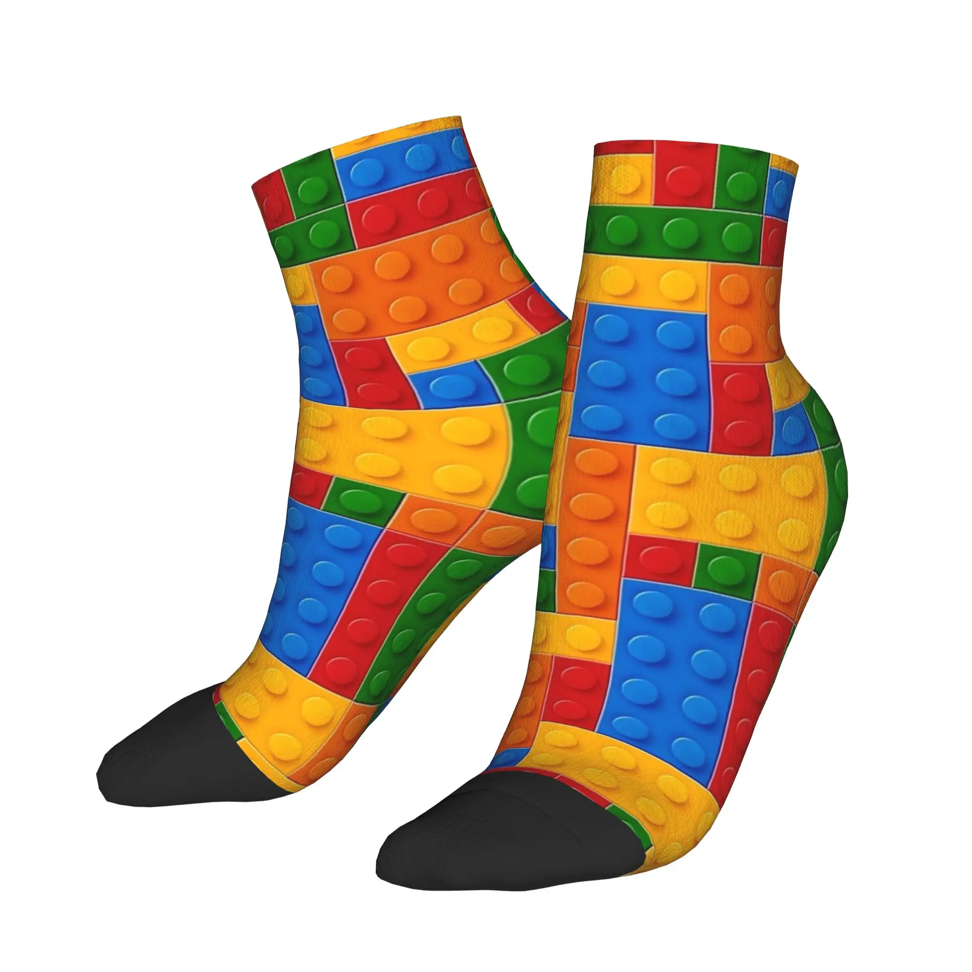 Kids Building Blocks Toy Pieces Print Socks Spring  Ankle Socks Modern Unisex Men Soft Socks Design Climbing Non Slip Socks