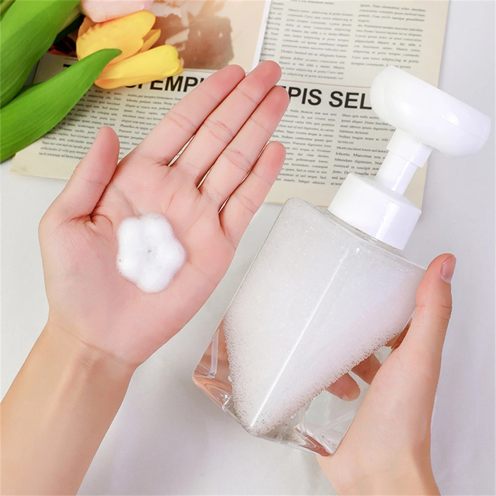 Liquid Foaming Soap Dispenser Flower Stamp Hand Soap Pump Bottle Floral Foam Bubbler Handsoup Bathroom Trip Travel Storage Jar