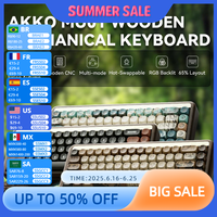 Akko MU01 Mountain Seclusion Wooden Mechanical Keyboard RGB Hot-swappable BT 5.0/2.4G Wireless & Type-C Wired Gaming Keyboard