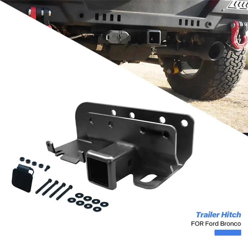 

Аксессуары для бездорожья 4x4, черный приемник сцепного устройства, буксировочная вешалка для прицепа, стальные задние буксировочные крюки для Ford Bronco 2021-2024