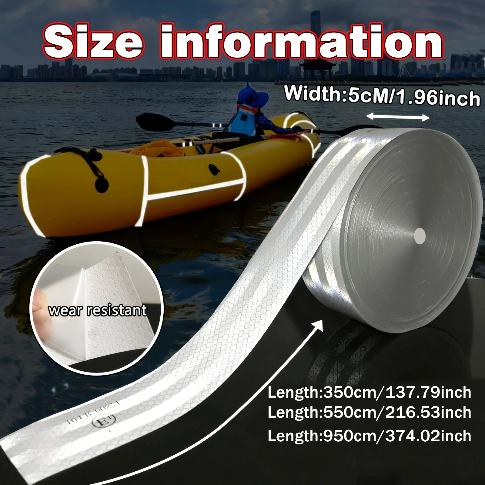10M 104R white reflective tape high visibility reflective safety warning tape PET microprism waterproof film self-adhesive
